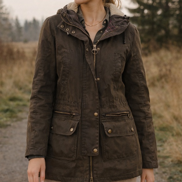 BARBOUR KELSALL WOMEN'S WAXED JACKET OLIVE - Picture 1 of 11
